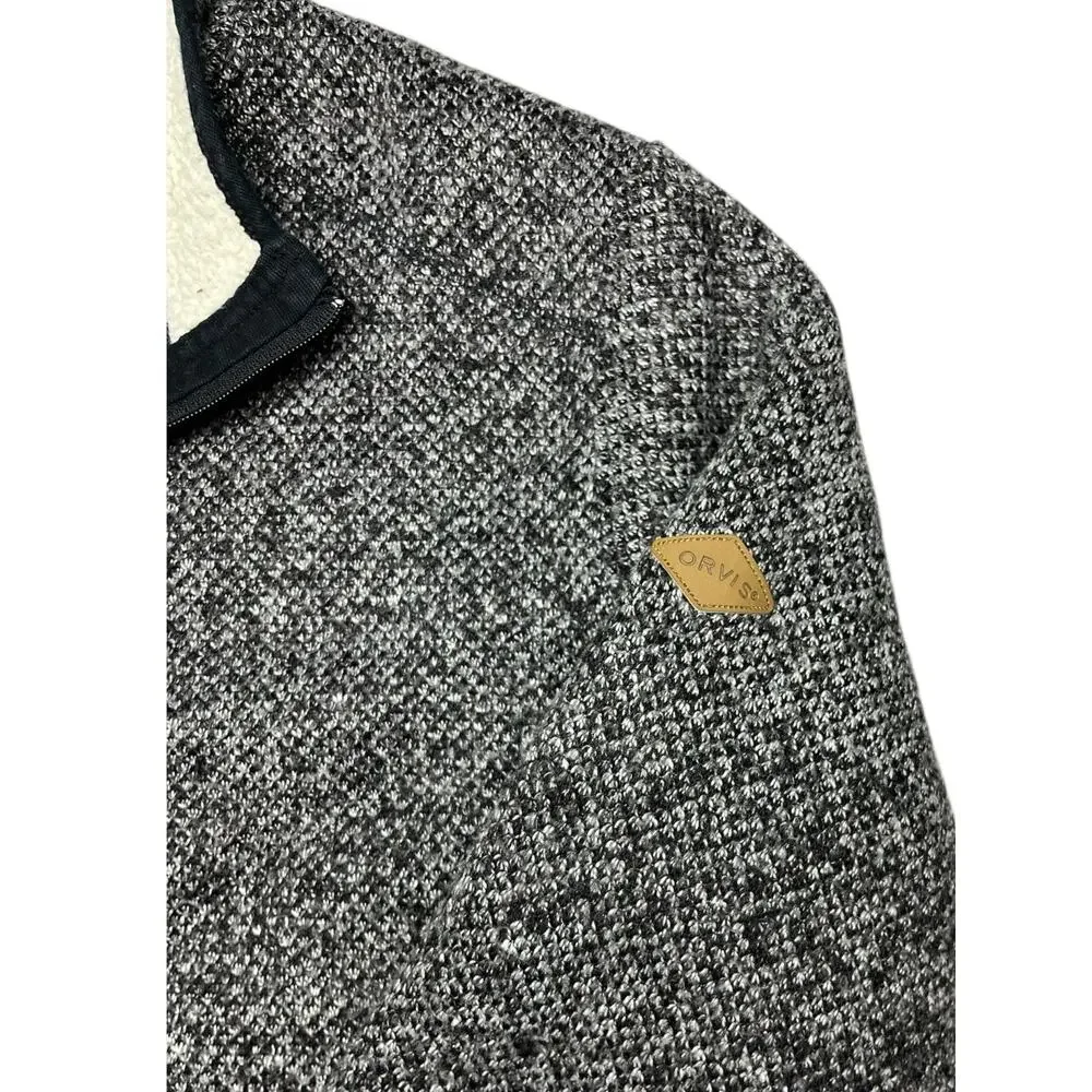 Orvis XL Gray Sherpa Fleece 1/4 Zip Pullover Outdoor Sweater Warm Soft